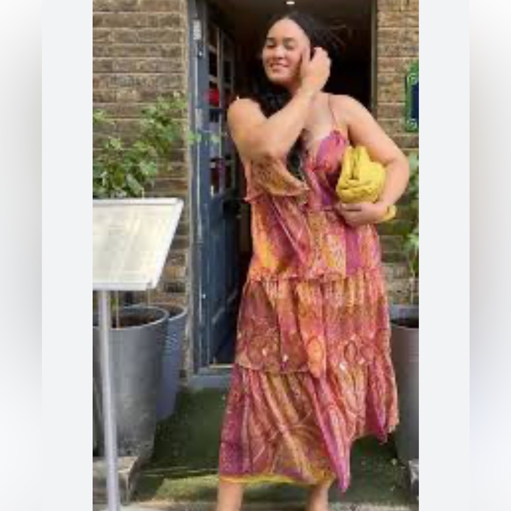 Zara Printed Ruffled Dress Multicolored - Picture 3 of 7